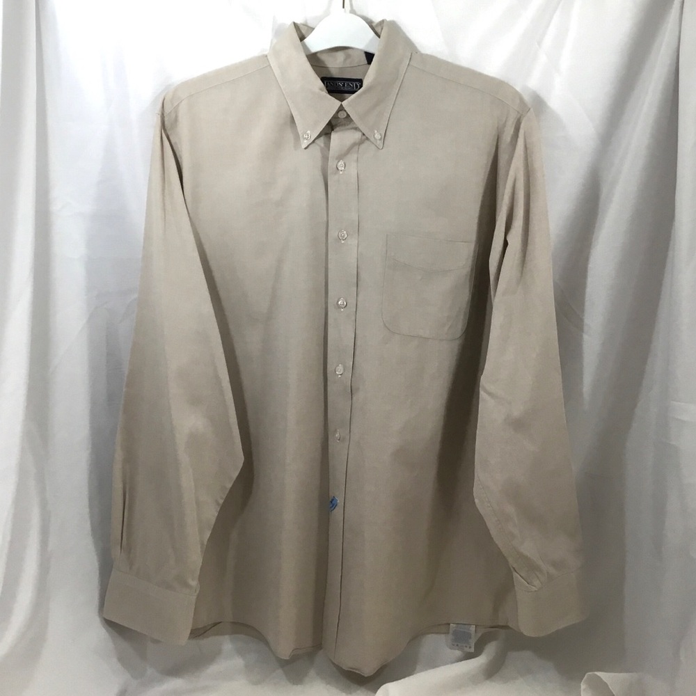 Land’s End Tan LS Button Down Dress Shirt 16/35